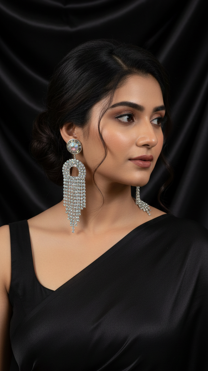 Silver Midnight Clover Drop Earrings for girls