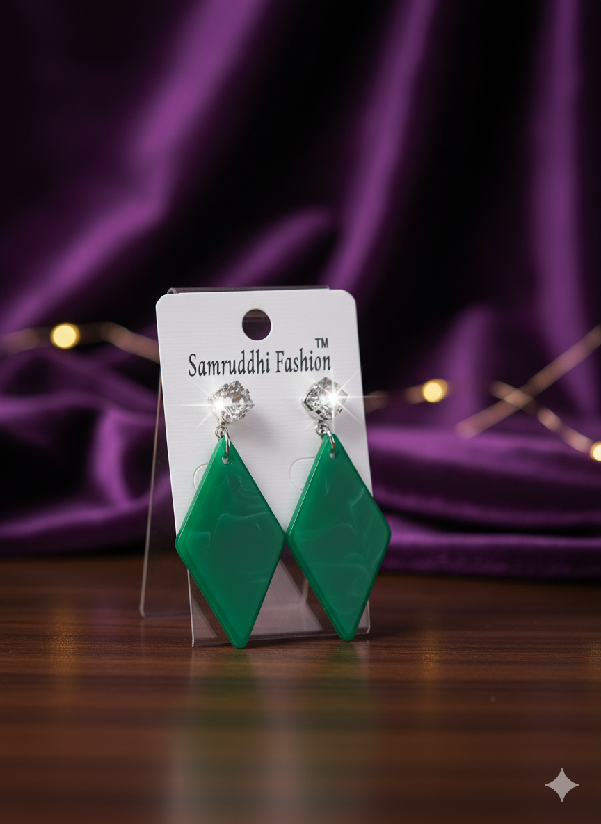 Diamond Sparkle Stud Duo: Modern Rhombus Sparkle Earrings (2 Pairs)