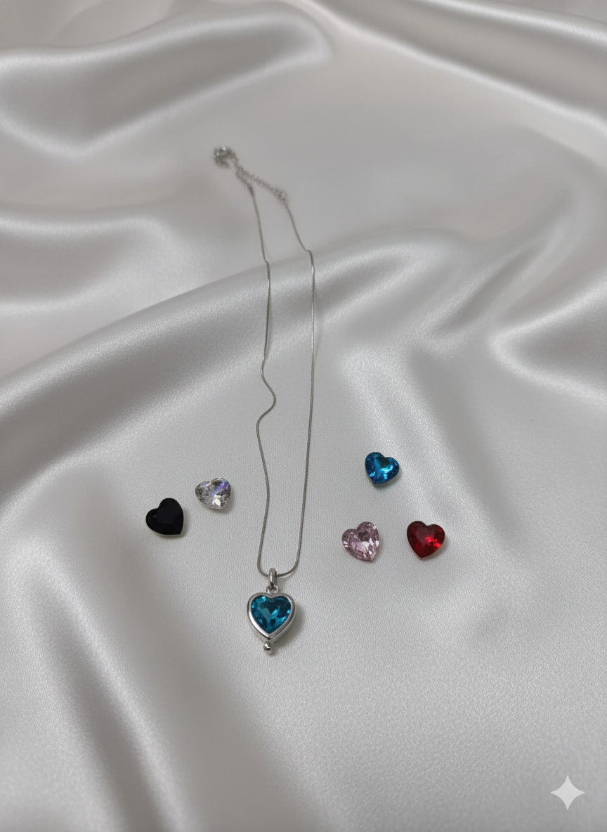 Elegant Sky Blue Crystal Heart Pendant Necklace for Women