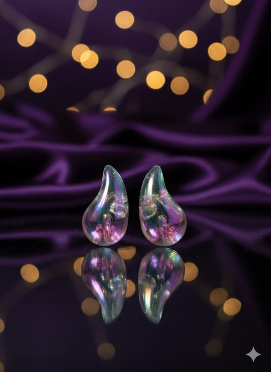 Hypnotic Glam: Iridescent Teardrop Drop Earrings