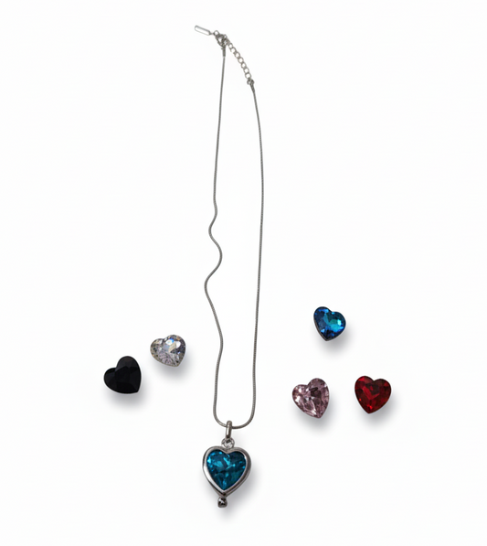 Elegant Sky Blue Crystal Heart Pendant Necklace for Women