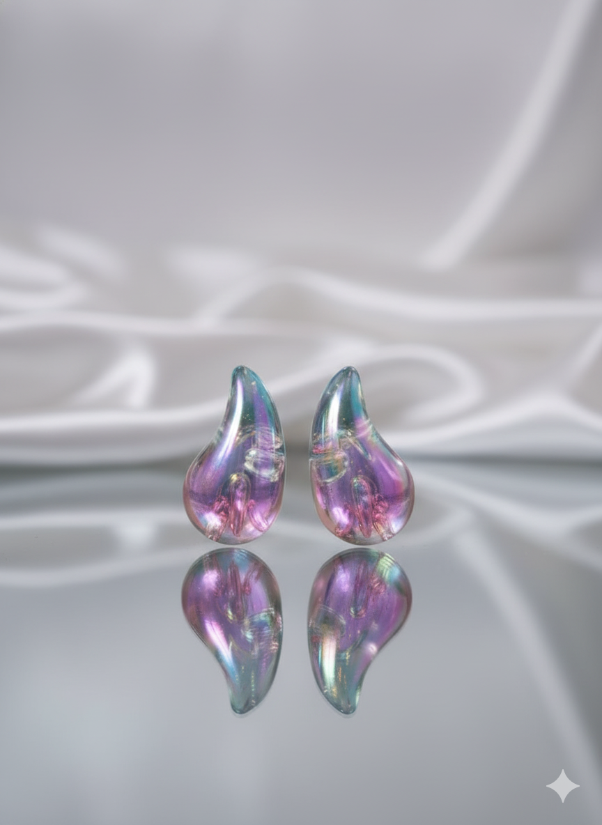 Hypnotic Glam: Iridescent Teardrop Drop Earrings