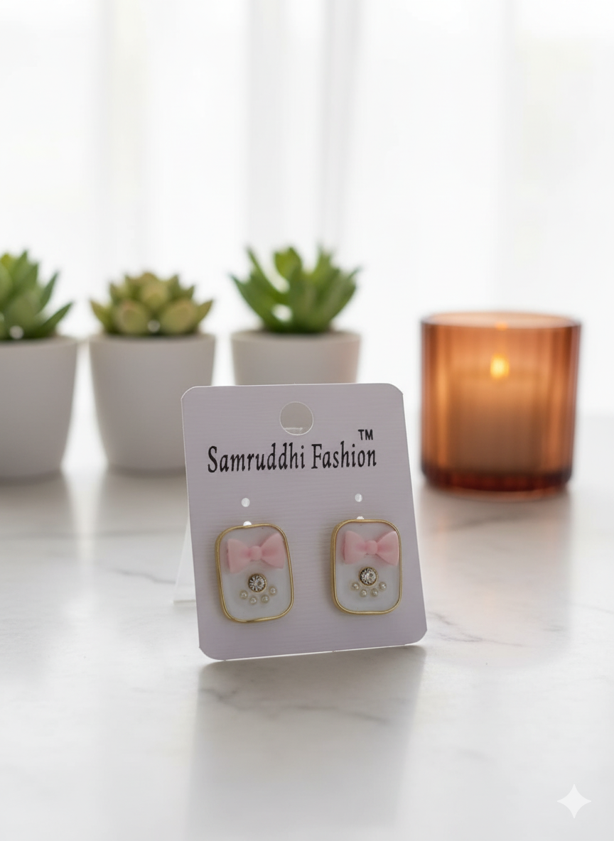 Darling Bow & Bling Stud Earrings