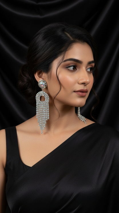 Silver Midnight Clover Drop Earrings for girls