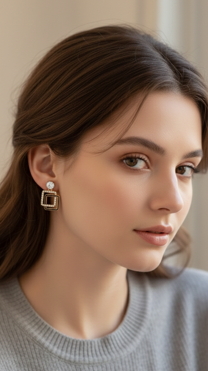 Modern Geometric Square Drop Earrings for girls