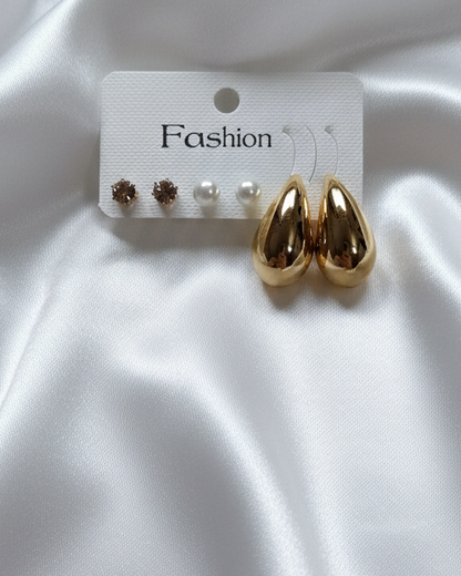 Modern Essentials: 3-Pair Earring Combo Set