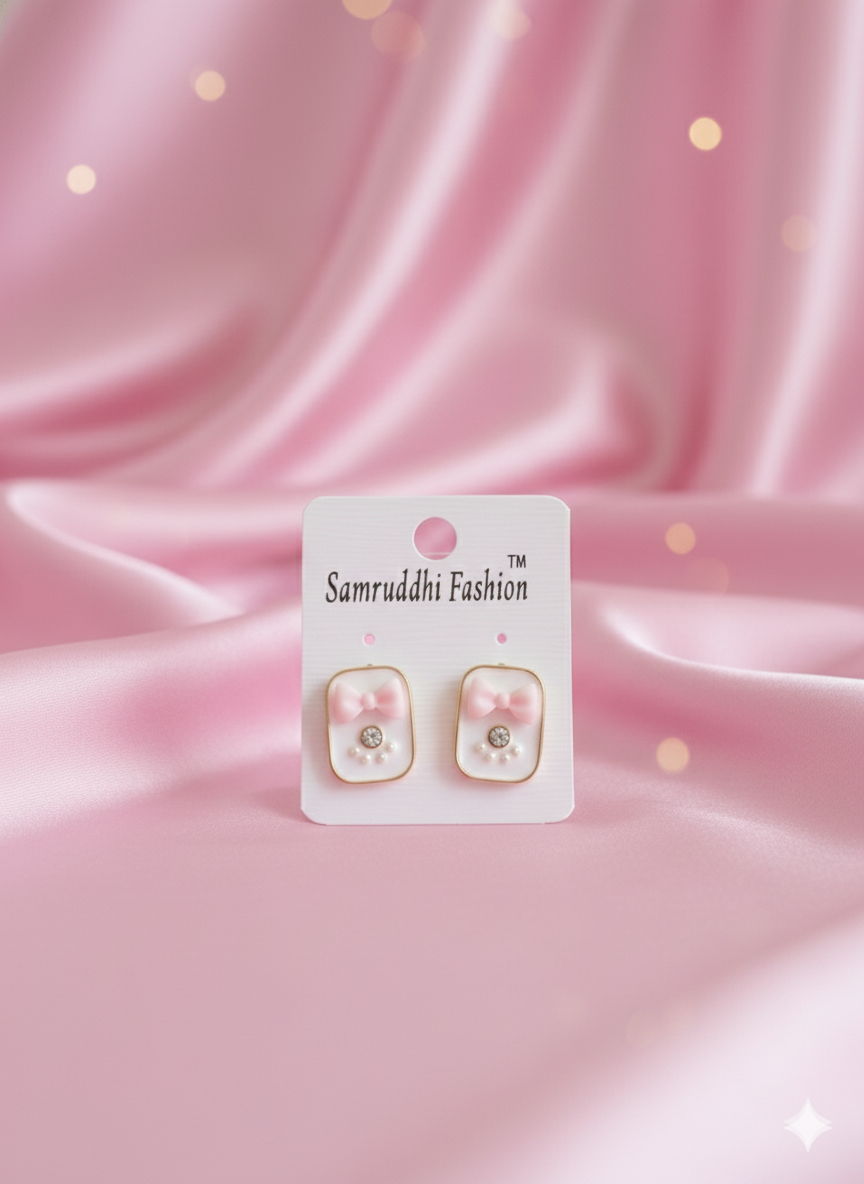 Darling Bow & Bling Stud Earrings