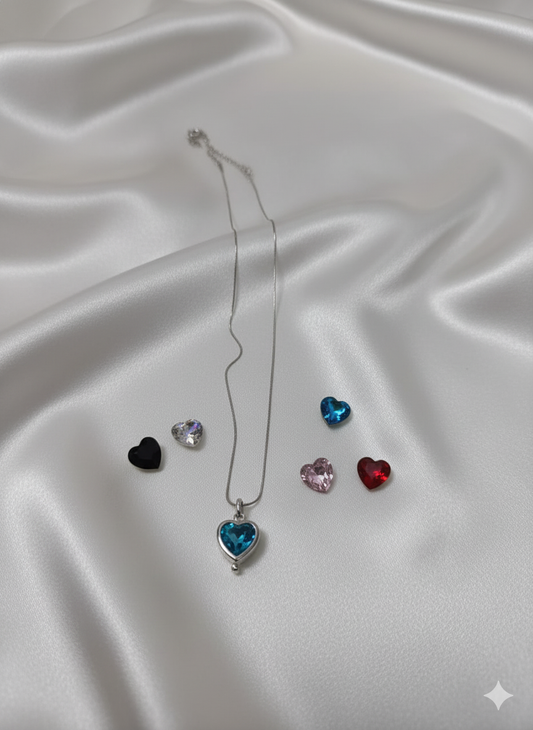 Elegant Sky Blue Crystal Heart Pendant Necklace for Women